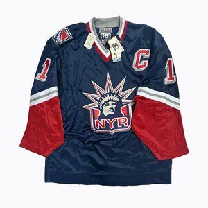 Mark Messier Signed JSA COA Liberty Starter Vtg Rangers NHL Jersey Navy SzXL/52R